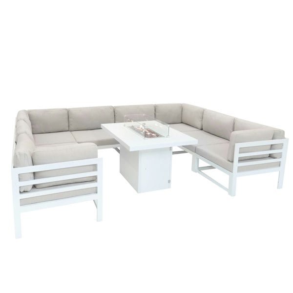Jardi Modular Garden Furniture Set With Fire Pit - White
