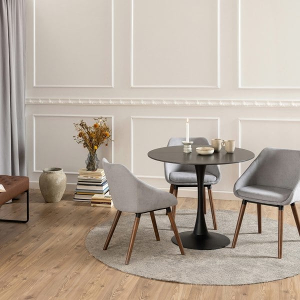 Furniture To Go Malta Ceramic Round Dining Table in Black 90x75cm