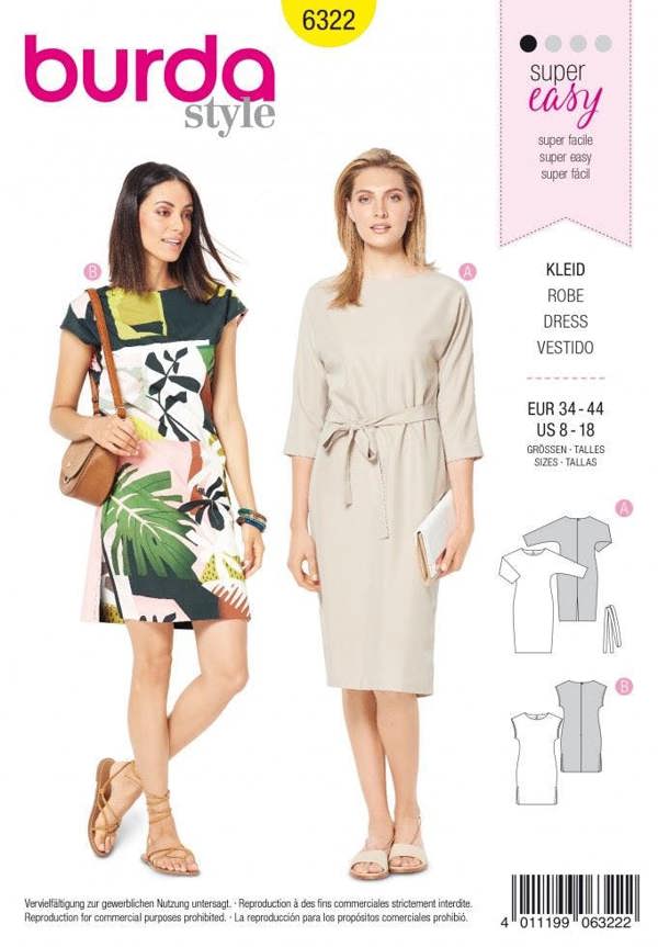 Burda Sewing Pattern 6322 Dresses For Women, 8 to 18 - Easy