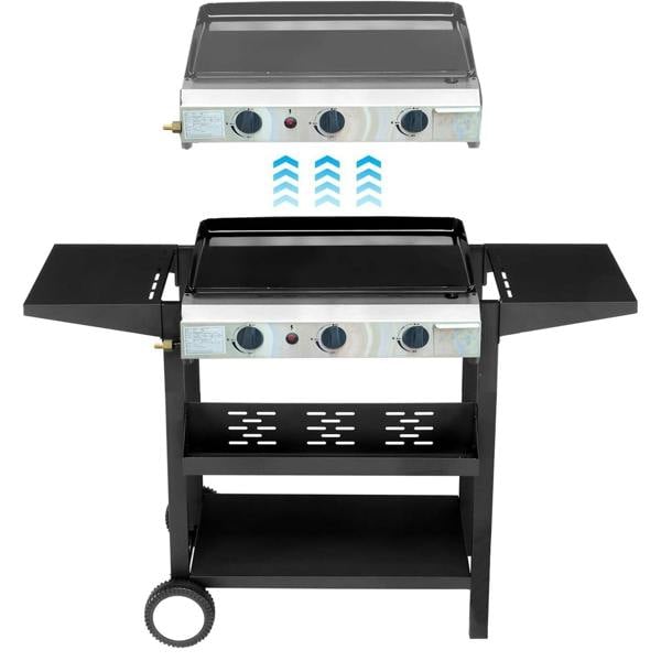 NJ Portable Camping 3 Burner Gas Grill BBQ with Foldable Stand