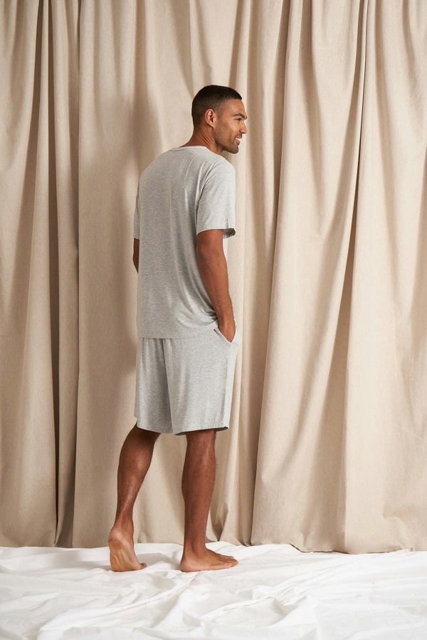 Mister You Bamboo Short Pyjama Set in Grey Marl