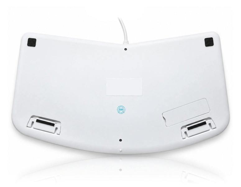 Accuratus Contour PC & Mac White - USB-A/C Sculptured Ergonomic Split Key Multimedia Keyboard with Reverse Tilt