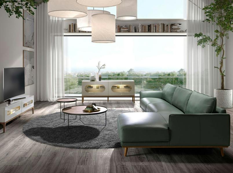 Angel Cerdá Corner sofa in green leather 6199/6200