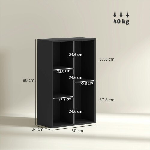 Wyld Haus Vakeri Wood Black 2 Tier Bookcase With 5 Storage Compartments