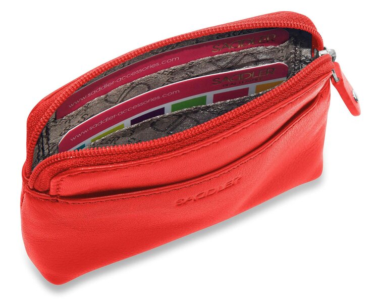 SADDLER Compact Leather Zip-Top Purse "Pia" – Handmade by Saddler | RFID Protected & Gift Boxed | Multi-Functional Card, Coin & Key Holder