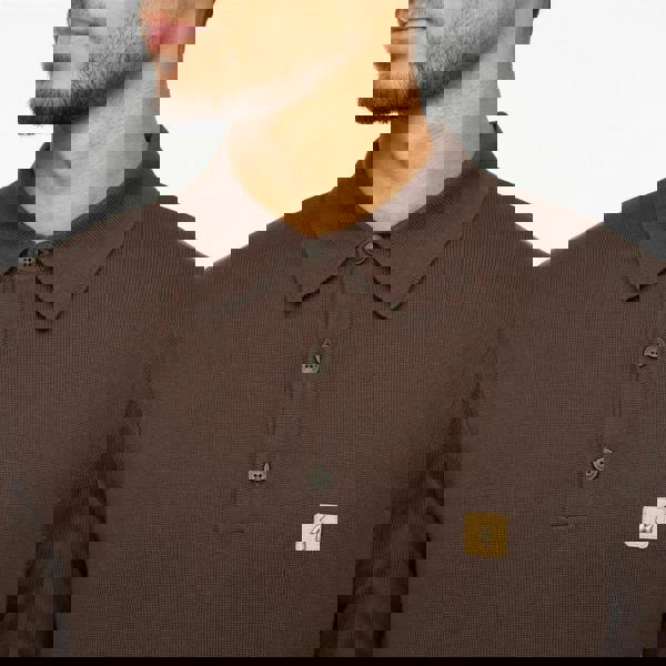 Gabicci V55GK08 Mens Francesco Long Sleeve Plain Knitted Three Button Polo Gabicci Vintage - CLOVE