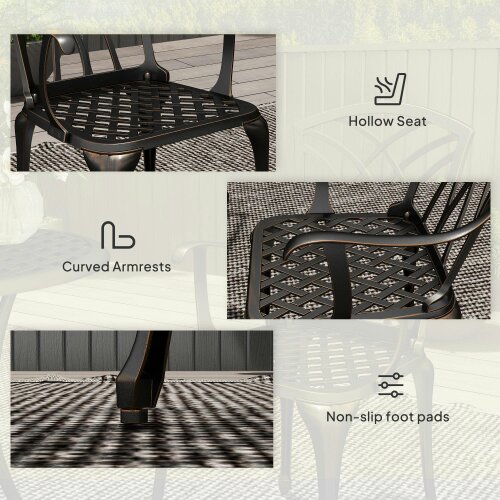 Wyld Haus Haloco Cast Aluminium Bronze Tone 3 Piece Garden Bistro Set With Armchairs And Round Table