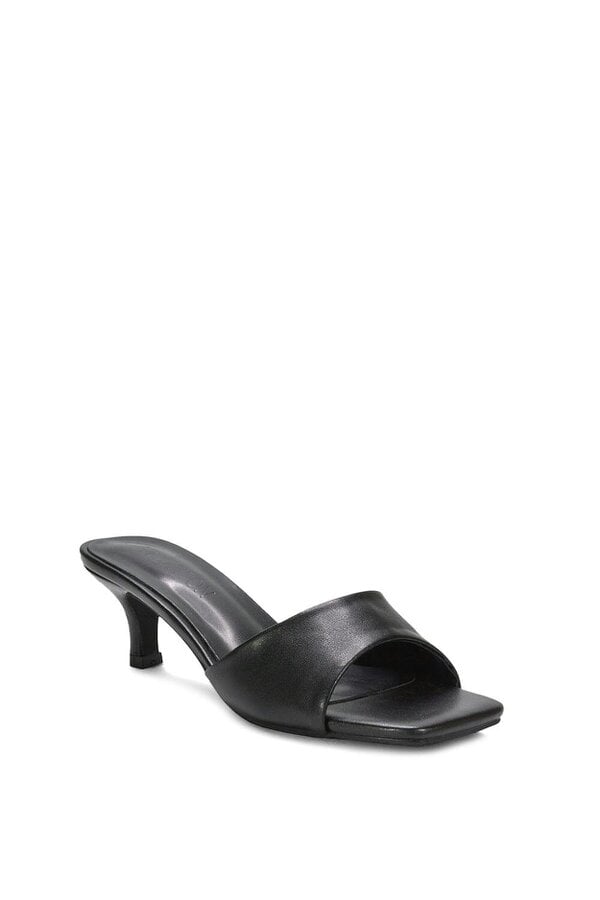 XY LONDON Square Toe Stiletto Kitten Heel Mule Sandals