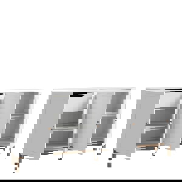 Furniture To Go Wensley 4 Door 1 Drawer Sideboard in Light Grey and Oak