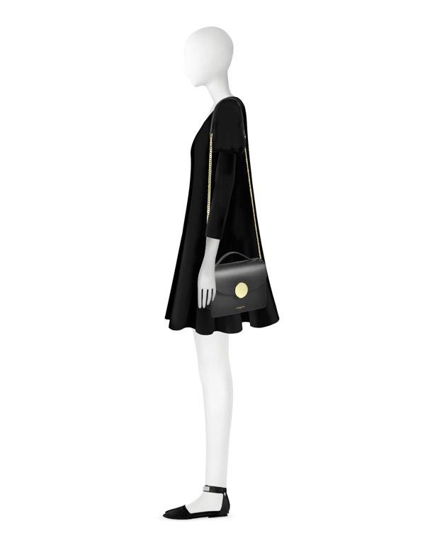 Le Parmentier New Ondina Top Handle Shoulder Bag - Black