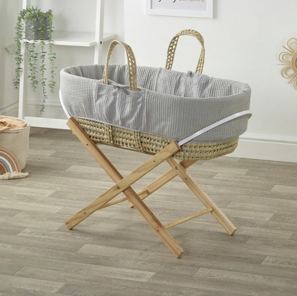 Kinder Valley Hoodless Grey Waffle Moses Basket