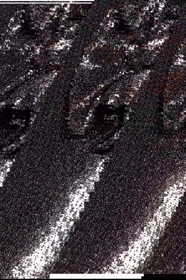 Liquid Sequin Halterneck Mini With Corsage - Silver DR4125