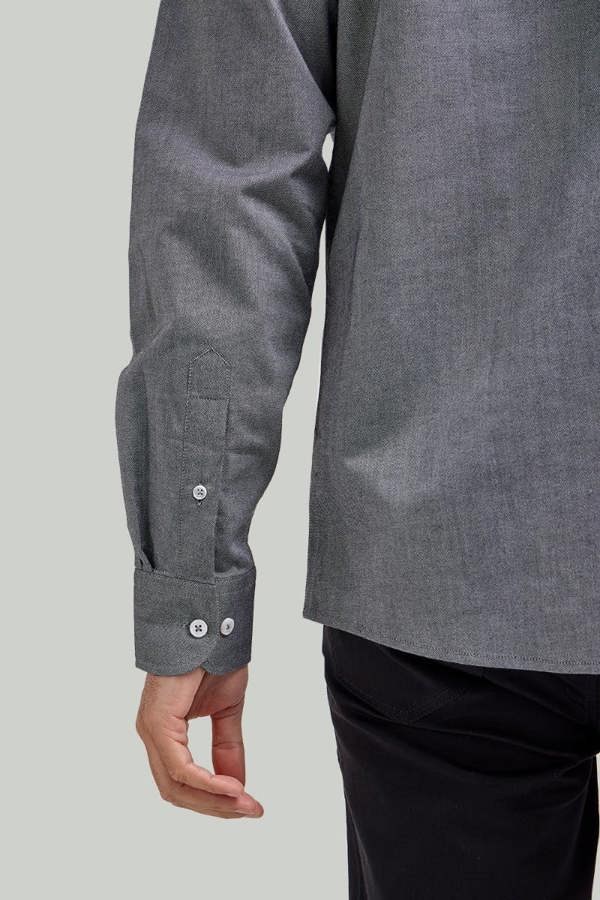 Charcoal Button-Down Collar Washed Oxford Shirt