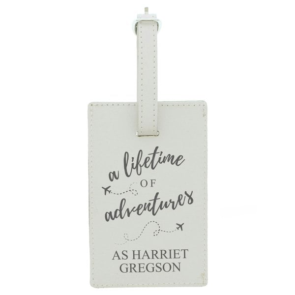 Personalised Memento Company Personalised 'Lifetime of Adventures' Cream Luggage Tag