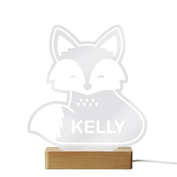 Personalised Memento Company Fox Wooden Based LED Light
