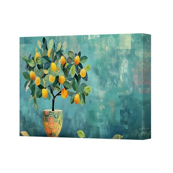 Benjamin Tate Design Lemon Tree In Vase Canvas Wall Art Decor For Living Room