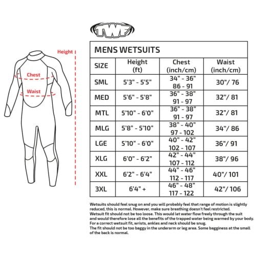 TWF Mens XT3 - Back Zip 3mm Fullsuit Wetsuit - Black