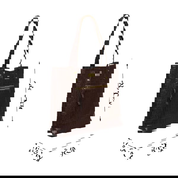 Assots London 'HELENE' Brown Croc Designer Leather Grab Bag