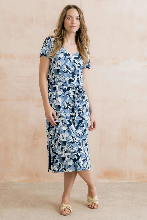 Lily & Me Weekend Jersey Printed T-Shirt Midi Dress Navy