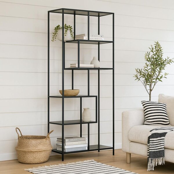 Wyld Haus El Paso Tall Black Metal Bookcase 5 Shelves