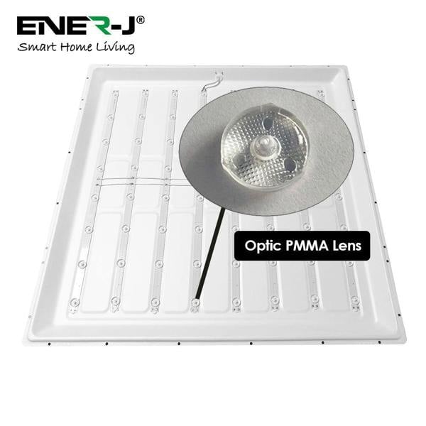 ENER-J Backlit LED Panel 40W, 60x60cms, TPA Diffuser, Premium Range, Surface Mounting Frames, 4000 Lumens 4000K | Pack of 6