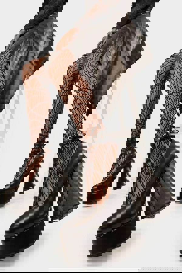 Lamoda Platform Heels Build Me Up Round Toe Flared Heel Adjustable Strap Red