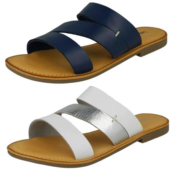 Leather Collection Ladies Leather Collection Flat Strappy Mules F00350