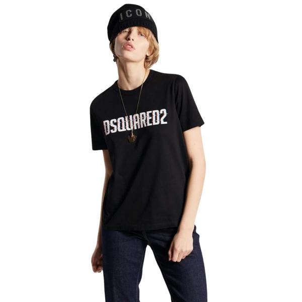 DSQUARED2 Logo Print Crew Neck Black  T-Shirt XXS