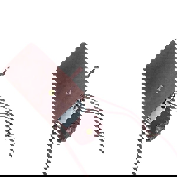 Real Hide Bags 'THEA' Plum Distressed Real Leather Mobile Phone Crossbody Bag