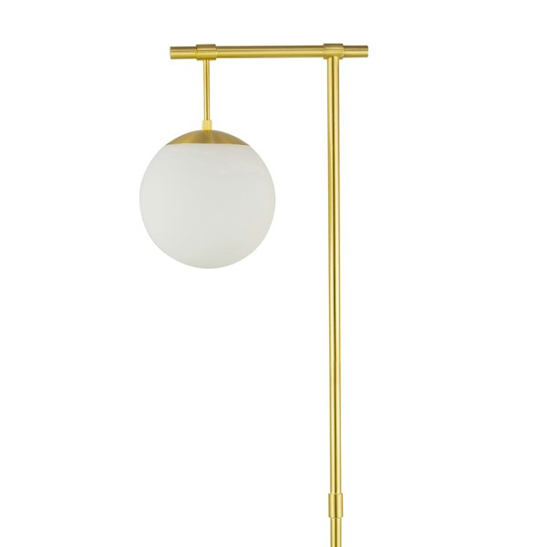 Designer Satin Gold Floor Lamp with Opal White Globe Glass Shade and Marble Base Image 5