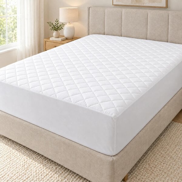 Night Zone Egyptian Cotton Mattress Protector 40cm Deep – 200 Thread Count Quilted Cover