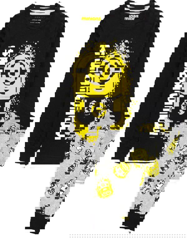 Minions Boys Black Long Sleeve Long Leg Pyjama Set