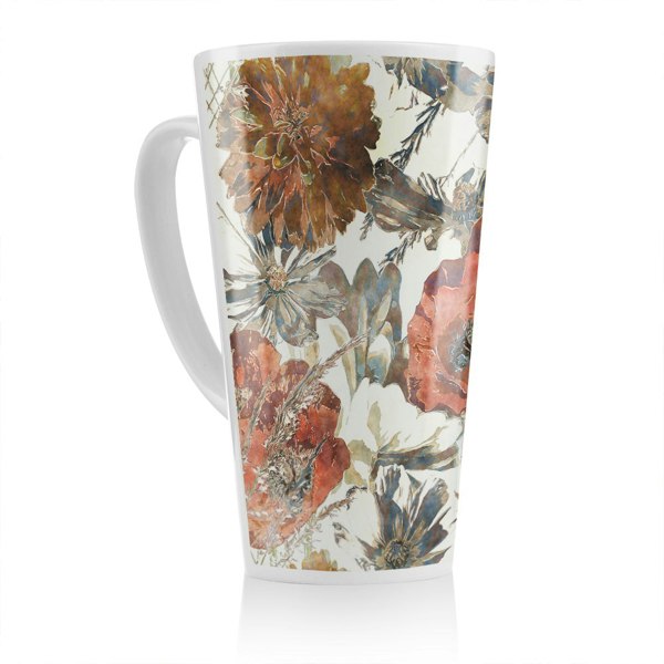 Benjamin Tate Design Watercolour Flower Print Latte Mug
