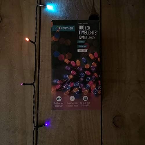 Samuel Alexander 100 LED 10m Premier Christmas Indoor Outdoor Multi Function Battery Operated String Lights with Timer in Rainbow