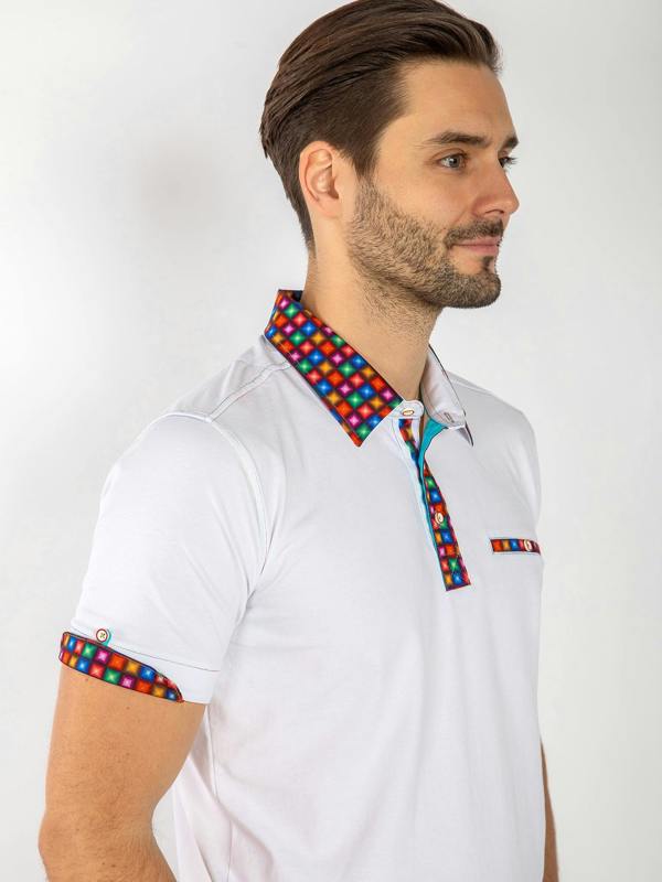 SIGNATURE POLO SHIRT WITH SQUARES INSERT - Claudio Lugli Shirts