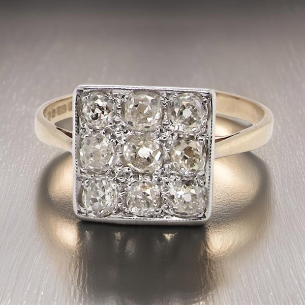 Vintage Tom A square head Diamond Cluster ring