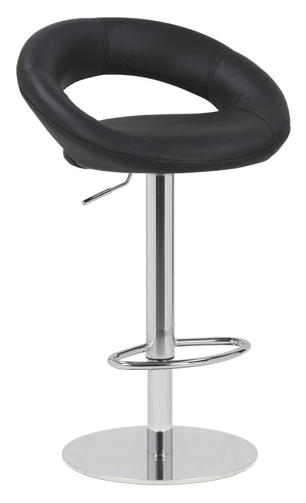 Lamboro Deluxe Sorrento Real Leather Kitchen & Breakasft Bar Stool,  Adjustable Swivel Gas Lift, Black