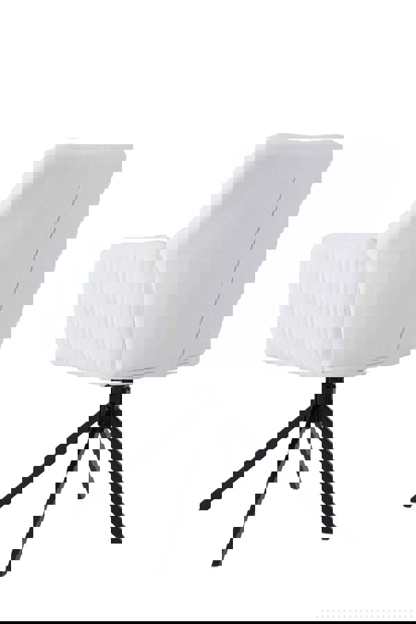 Living and Home White Upholstered Leisure Swivel Chair with Metal Legs