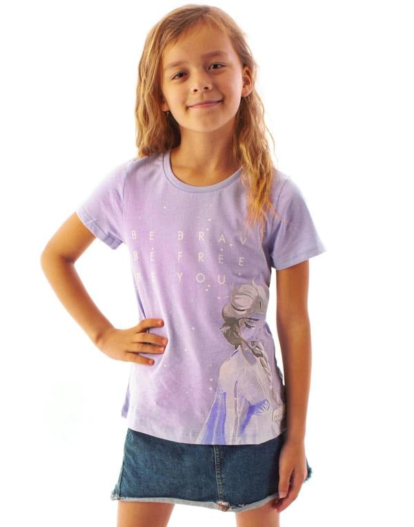Disney Girls Purple Elsa Short Sleeved T-Shirt