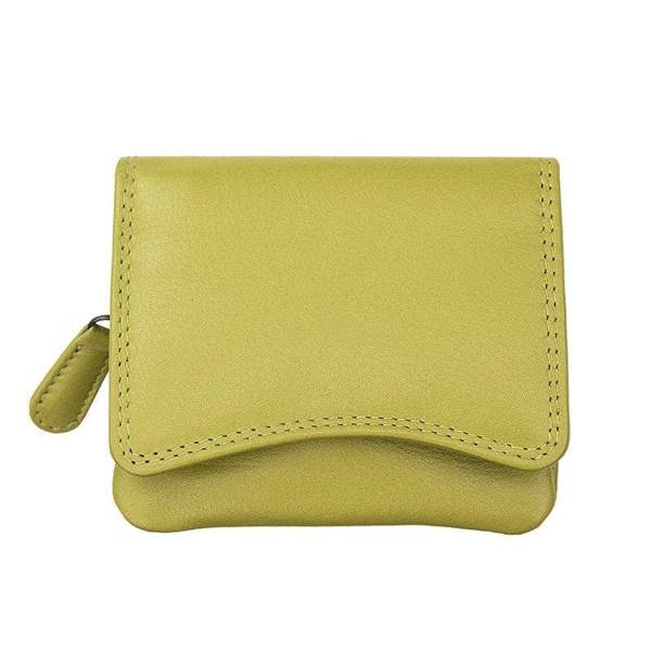 Lime leather wallet on a white background