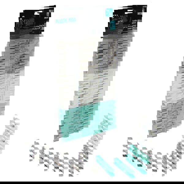 JVL Plastic Peg Basket, Grey with 36 Strong Hold Plastic Pegs, Aqua