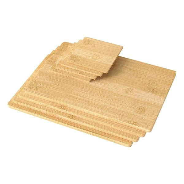 Toque 8 Pcs Natural Bamboo Placemat Coaster Heat-resistant Mat Storage Tray Dish