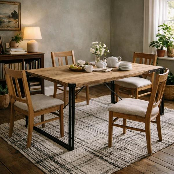 Wyld Haus Toivakka Industrial Reclaimed Wood and Metal Dining Table