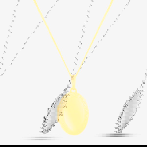 T. H. Baker 9ct Bubbled Border Oval Locket and 18" Chain LK224 CN025A-18