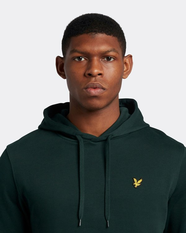 Lyle & Scott Branded Pull-over Hoodie - Dark Green