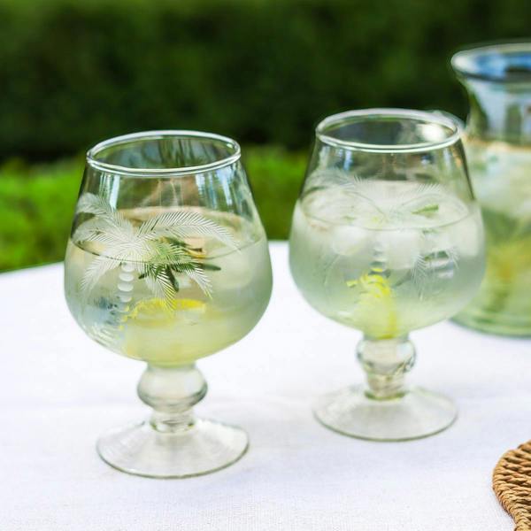 Culinary Concepts Set of Two Palm Etched Wine Glasses