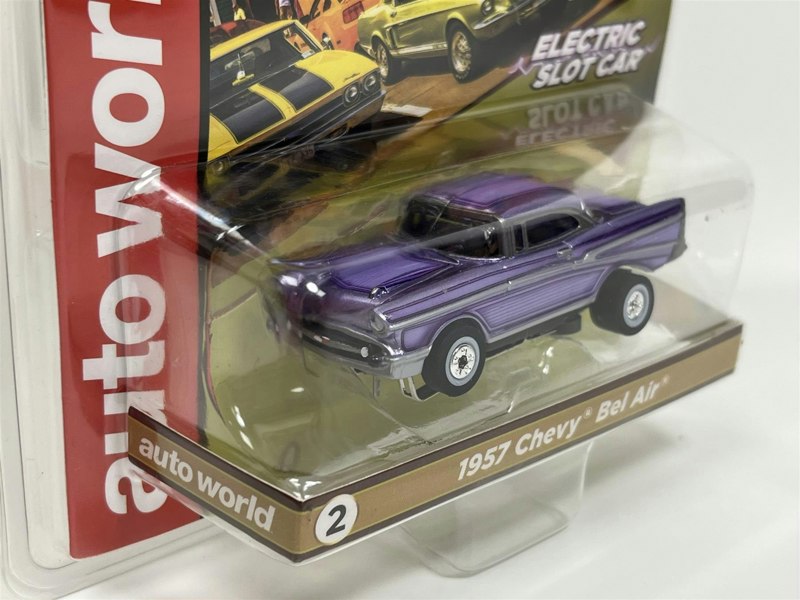 Auto World Slot Cars 1957 Chevy Bel Air Purple Thunderjet Ultra G HO Slot Car SC379-2