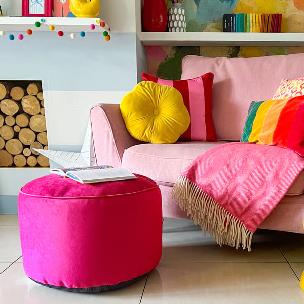 rucomfy Velvet Pouffe - Indoor Bean Bag Footstool