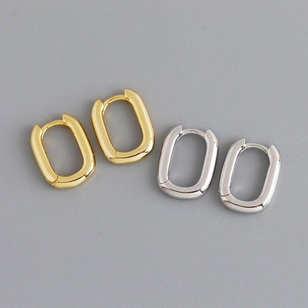 Gold Trip Mini Squared Oval Hoops