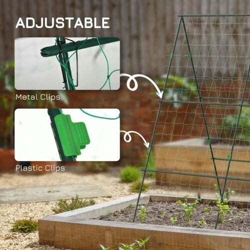 Bobobiy Garden Cucumber Trellis for Climbing Plants, DIY Adjustable Cucumber Support Frame for Raised Bed, Green